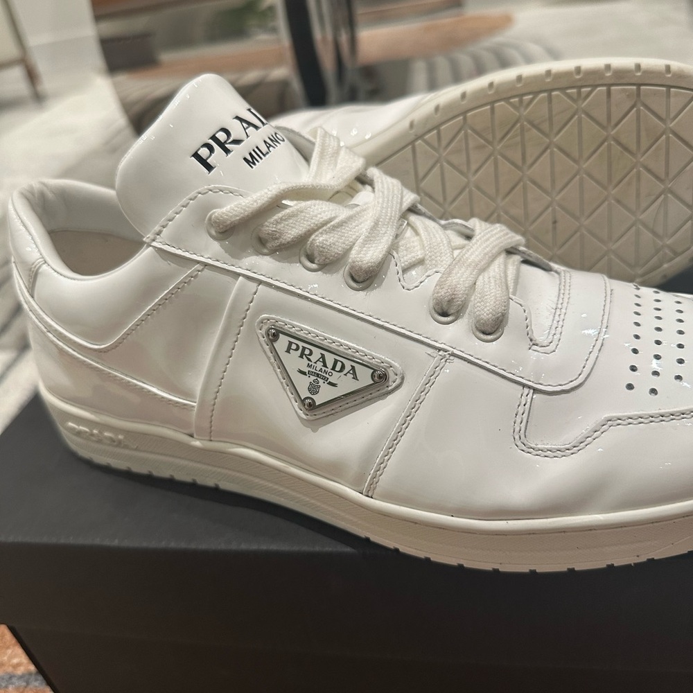 Prada Men’s Vernice Patent Leather Low-Top Sneakers - Picture 6 of 13